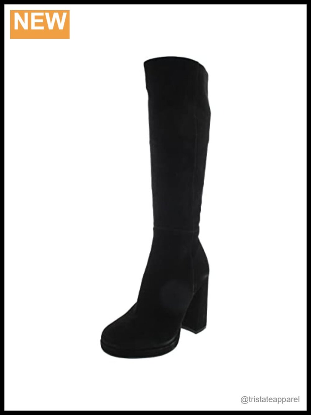 Women's Suede Knee-High Fashion Boots Pull-On Block Heel Round Toe